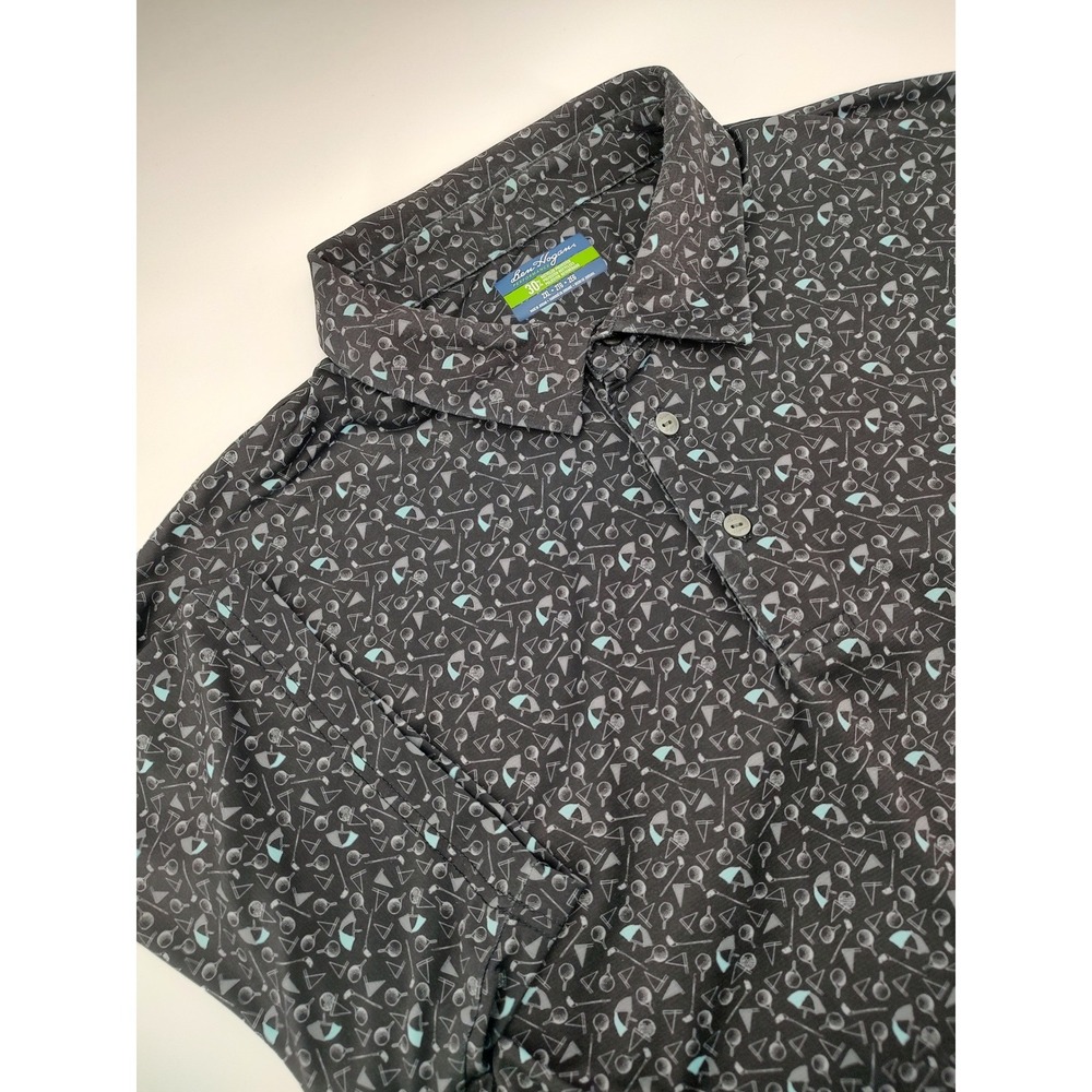 Ben Hogan Performance Polo Shirt Mens 2XL Charcoal Grey Excellent Golf Print